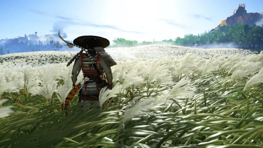 Bohater Ghost of Tsushima na łące