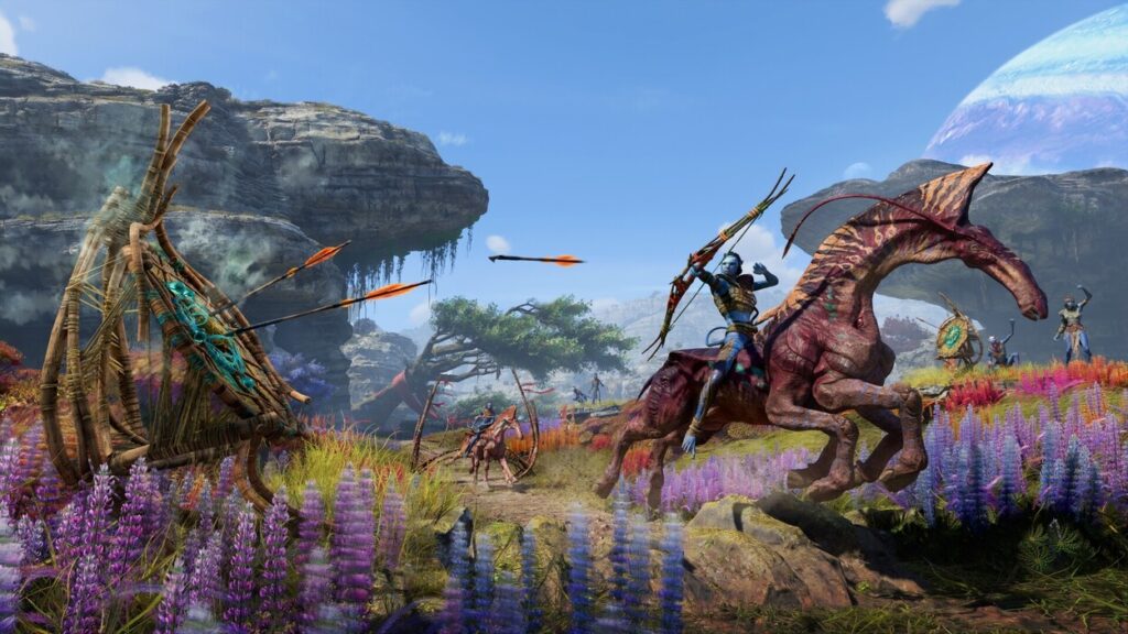 Strzelający z łuku Na'vi w Avatar: Frontiers of Pandoa