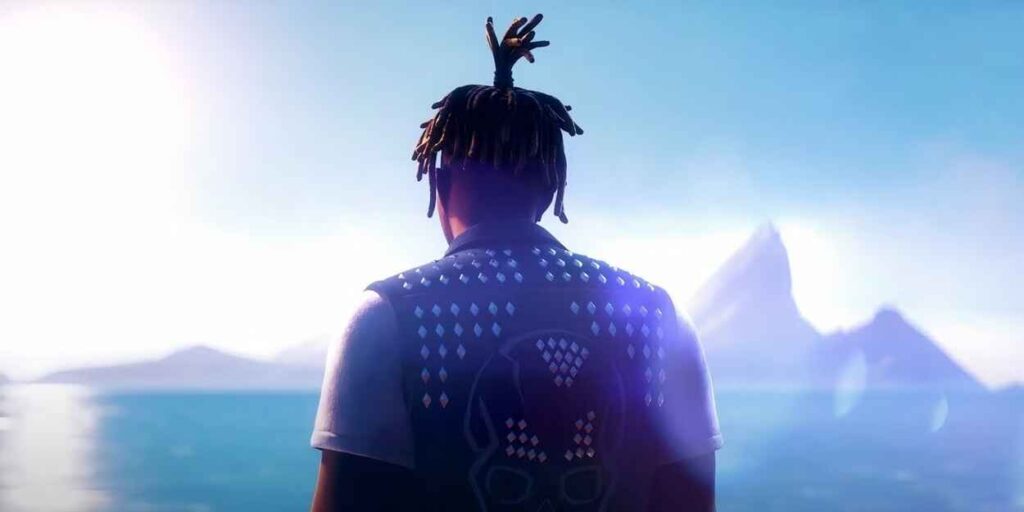 Juice WRLD patrzący w horyzont w grze Fortnite