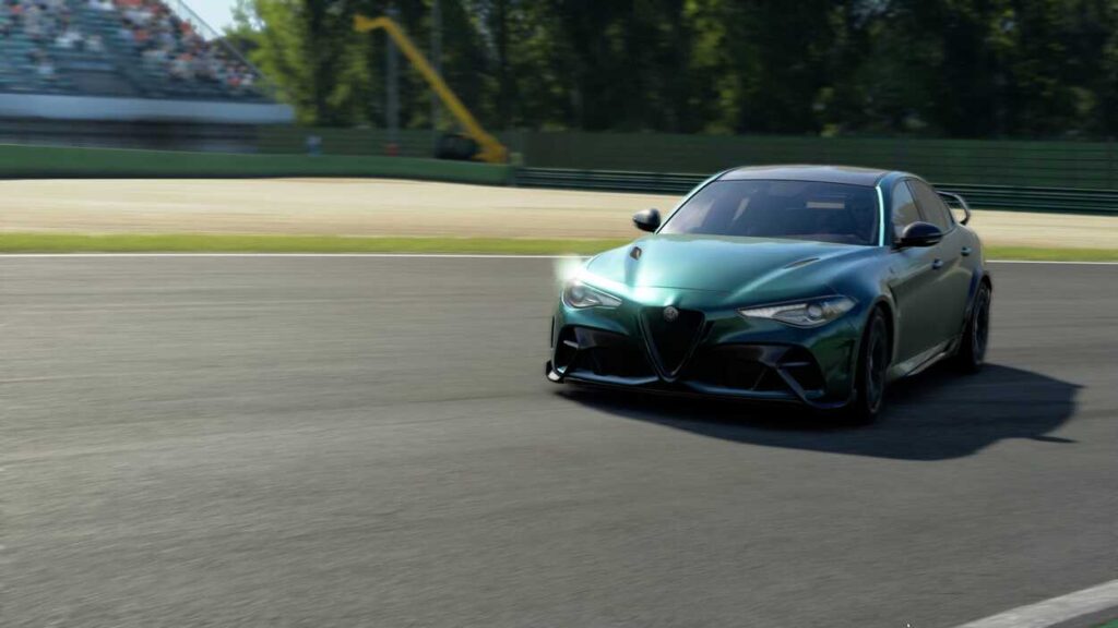 Alfa Romeo jadąca po torze w Assetto Corsa EVO