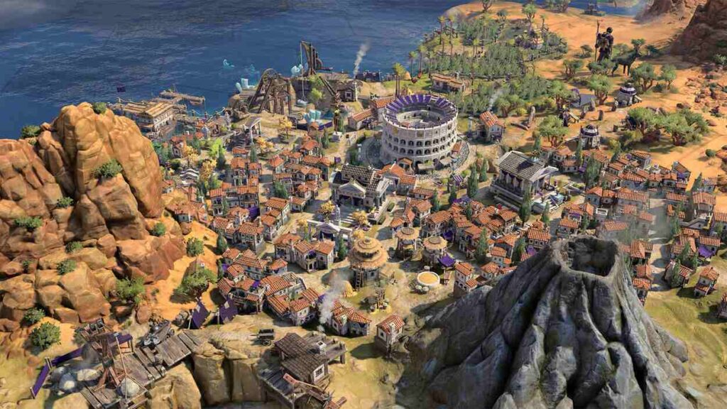 Mapa Civilization 7 obok wulkanu