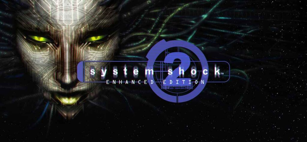 Kobieta robot i logo System Shock 2: Enhanced Edition