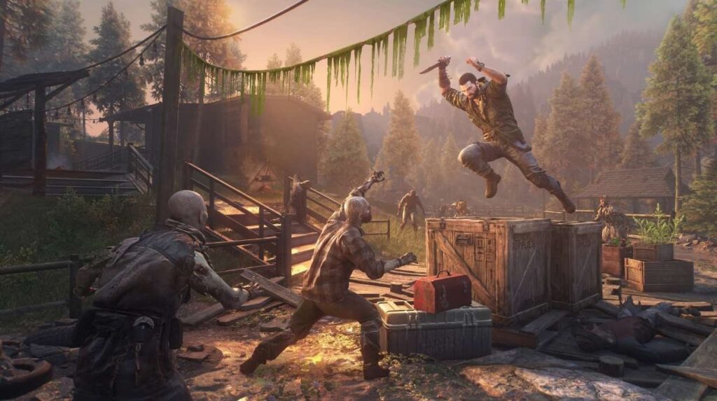 Główny bohater Dying Light: The Beast atakuje z wyskoku zombie