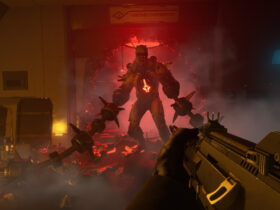Główny bohater Killing Floor 3 celuje z karabinu do dużego przeciwnika