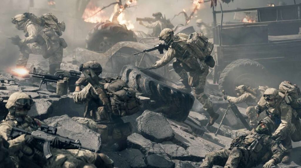 Grupa żołnierzy walczy w mieście w Battlefield 6