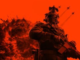 Żołnierz z Battlefield 6 na tle wybuchów i myśliwców