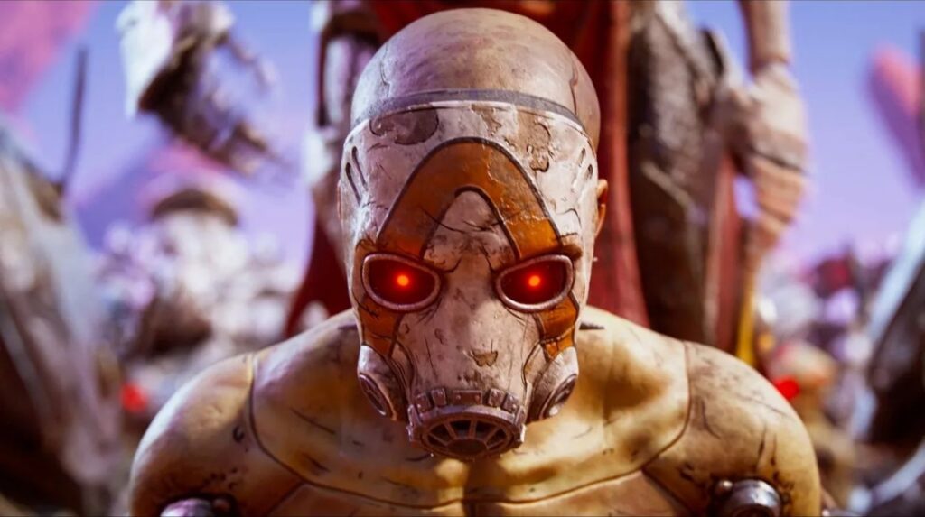 Zbliżenie na twarz Psycho z Borderlands 4