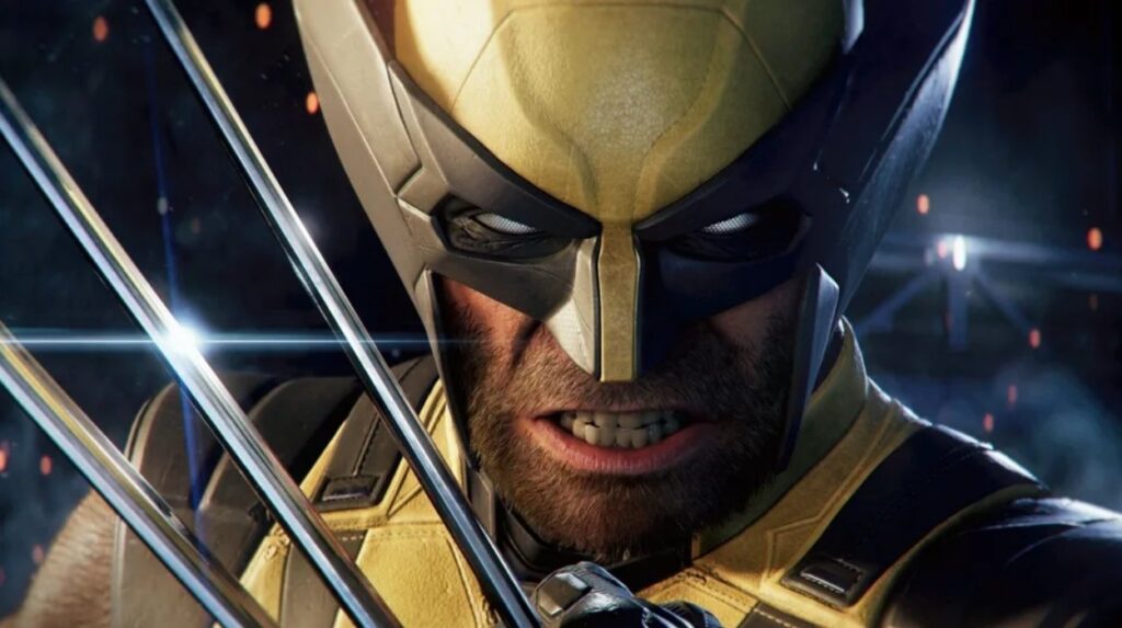 Twarz Wolverine w żółtym kostiumie
