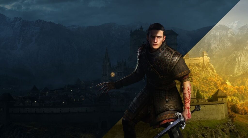 Główny bohater The Blood of Dawnwalker jako pół człowiek pół wampir